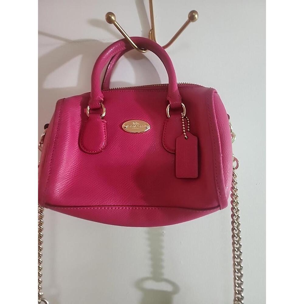 Women's Coach Mini Baby Bennett Pink Leather Satchel/ Crossbody Handbag